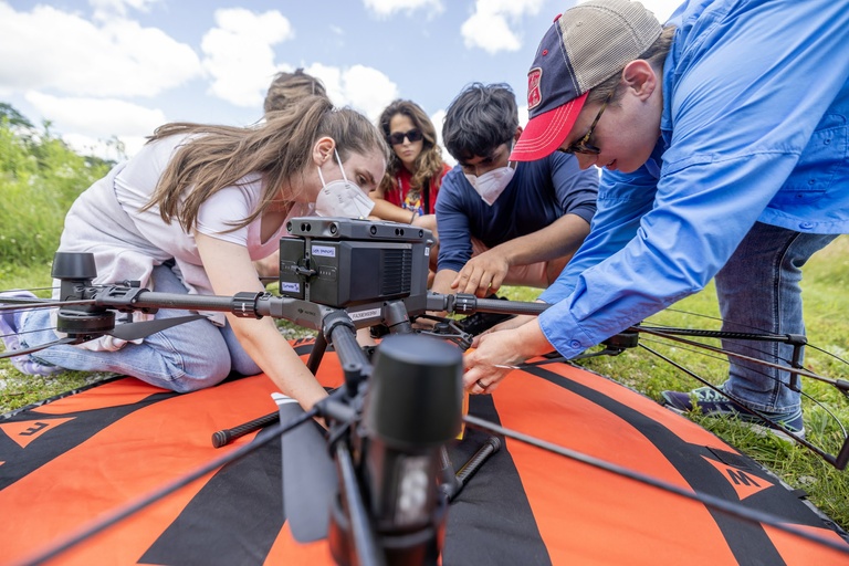 Edge of Space installing drone instrument