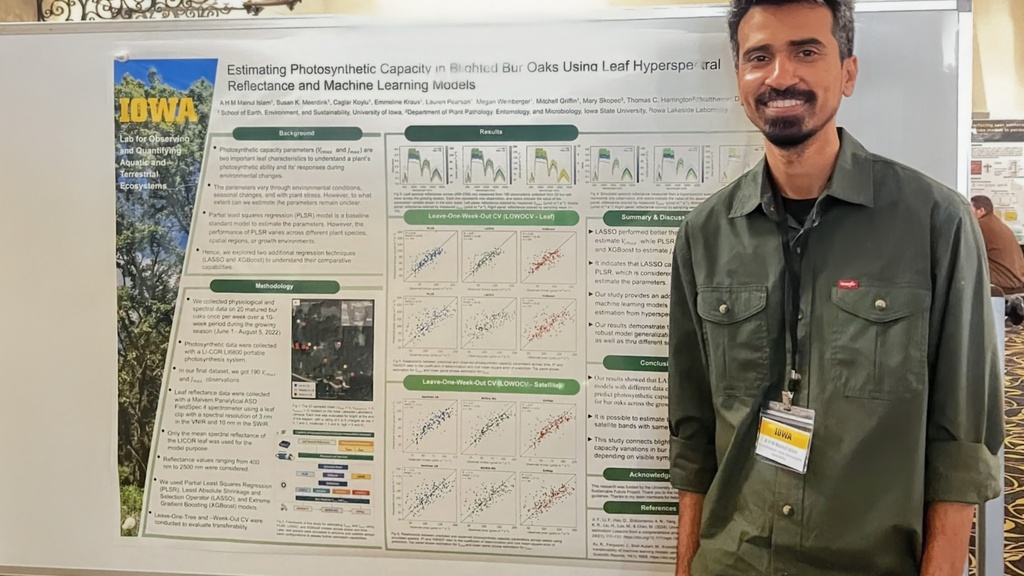 A H M Mainul Islam presenting his poster at the 2026 Annual James F. Jakobsen Research Showcase